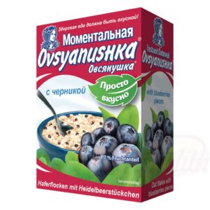 Каша овсяная быстрого приготовления с черникой и сахаром