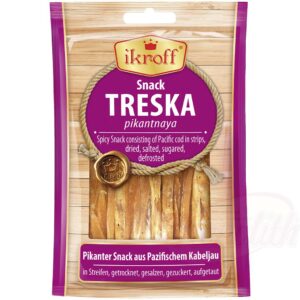 "ikroff" Пикантная закуска из трески соломкой, сухая и соленая, размороженная 36 g