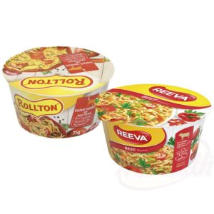 "reeva" Изделия макаронные быстрого приготовления. Лапша быстрого приготовления со вкусом говядины.