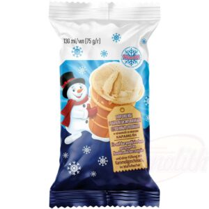 Мороженое с карамелизированным сгущённым молоком и начинкой со вкусом карамели в вафельном стаканчике