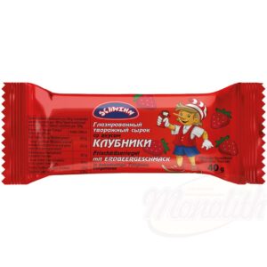 Глазированный творожный сырок со вкусом клубники, замороженный