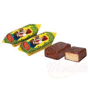 Конфеты глазированные шоколадной глазурью "Красная шапочка" с начинкой между слоями вафель