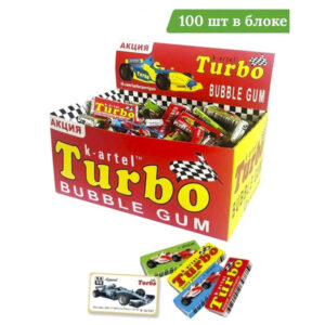 Жевательная резинка TURBO со вкусом персика, яблока, арбуза, клубники