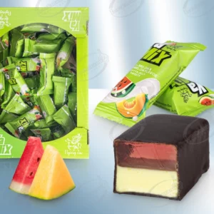 Суфле со вкусом дыни и арбуза в шоколадной глазури