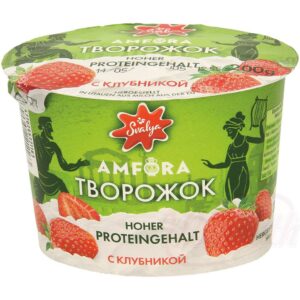 Творожок с клубникой, высокое содержание белка, без лактозы