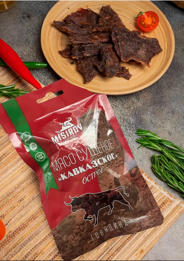 Мясо сушеное острое Кавказское, говядина, халяль, 40г